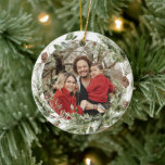 Winter Floral Family First Christmas Custom Foto Keramik Ornament<br><div class="desc">Flora Elegante Keramik Piazza della Riforma Foto</div>