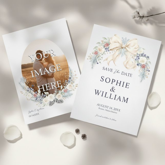 Winter Floral Foto Save The Date (save the date)
