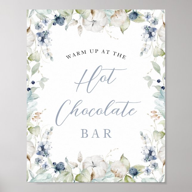 Winter Floral Frame Hot Chocolate Brautparty Poster (Vorne)