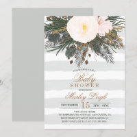 Winter Floral Glitzer Kinderdusche Einladung
