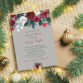 Winter Floral Holiday Weihnachten Brautparty Einladung