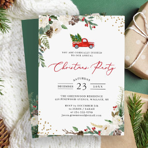 Winter Floral Holly Berries LKW Weihnachtsfest Par Einladung