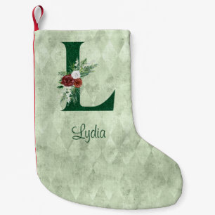 Winter Floral Illustriert Letter L Personalisiert Kleiner Weihnachtsstrumpf