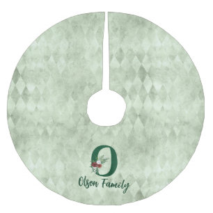 Winter Floral Illustriert Letter O Personalisiert Polyester Weihnachtsbaumdecke
