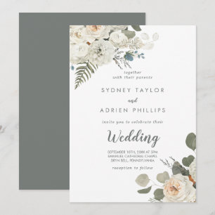 Winter Floral informelle Hochzeitseinladung Einladung