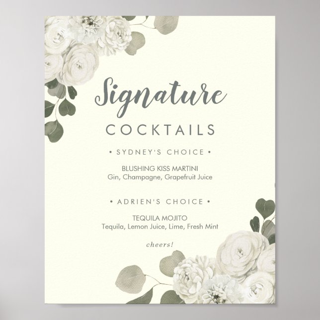 Winter floral | Ivorische Signature Cocktails Zeic Poster (Vorne)