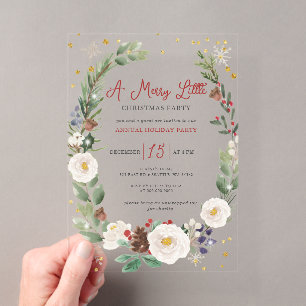 Winter Floral Merry Little Christmas Party Acryleinladungen