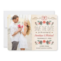 Winter Floral Pine Cone Weihnachten Save the Date