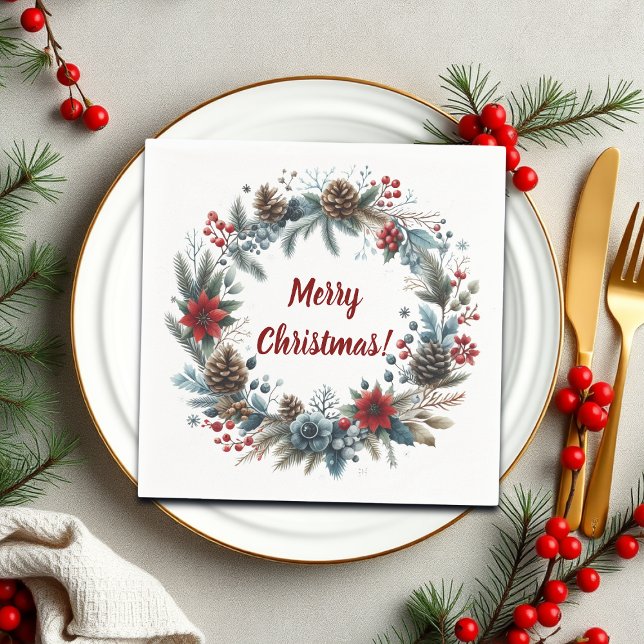 Winter Floral Pine Cones Wreath Serviette (Von Creator hochgeladen)