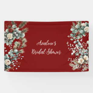 Winter Floral Red White Rose Brautparty Banner