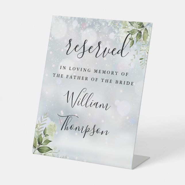 Winter floral reserviert für Vatermutter Gedenkstä Sockelschild (Vorderseite)