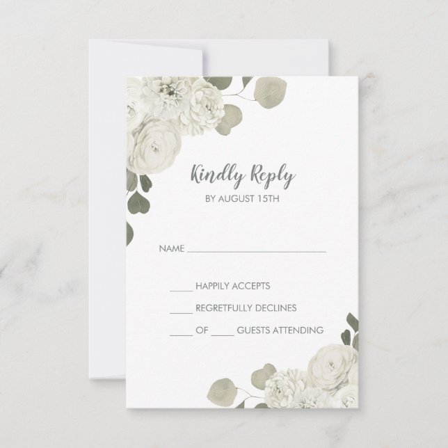 Winter Floral Simple Wedding RSVP Card (Vorderseite)