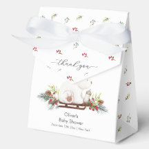 Winter Floral Sleigh Polar Bear Baby Shower 