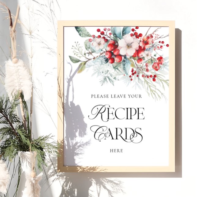 Winter Floral Verlasst hier Ihre Rezept-Karte Poster (Von Creator hochgeladen)
