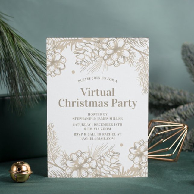Winter Floral Virtual Christmas Party online Einladung (Von Creator hochgeladen)