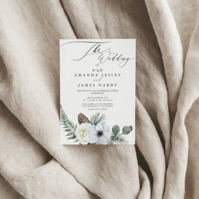 Winter Floral Watercolor Wedding Party Einladung (Von Creator hochgeladen)