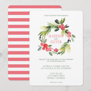Winter Floral Watercolor Wreath   Hochzeit Einladung