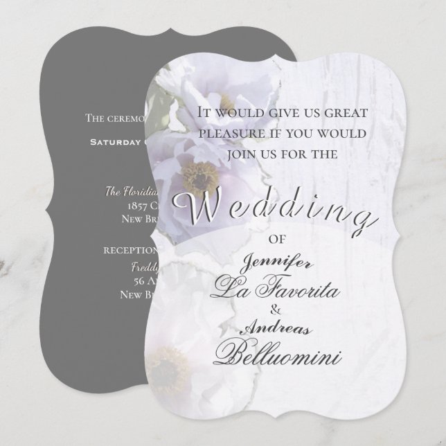 Winter Floral Wedding Einladung (Vorne/Hinten)