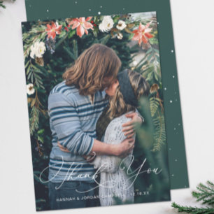 Winter floral Wedding Foto Overlay Vielen Dank Dankeskarte