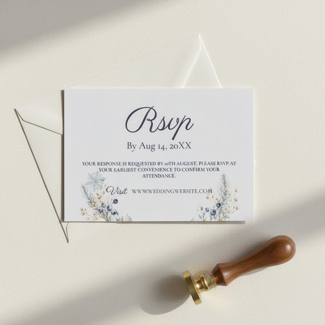 Winter Floral Wedding RSVP Card (Créateur téléchargé)