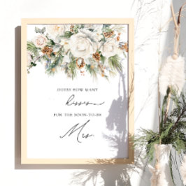 Winter Floral Wie viele Kisses Brautparty Game Poster