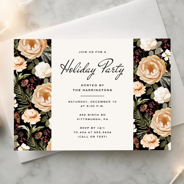 Winter Florals Elegant Holiday Party Invitation Einladung (Von Creator hochgeladen)