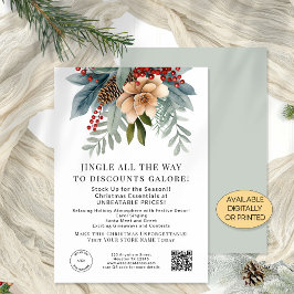 Winter Florals Store Christmas bietet QR Code Card Einladung