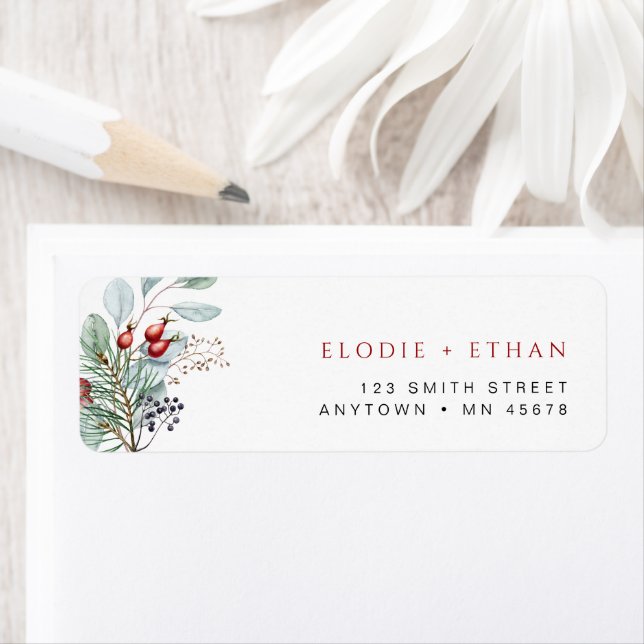 Winter Foliage Address Label Eucalyptus Weihnachte (Insitu)
