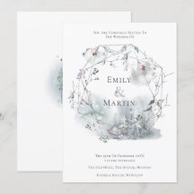 Winter Foliage Watercolor Berries Leaf Wedding
