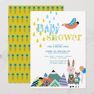 Winter Folk Art Baby showers Invitations scandinav