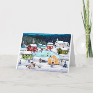 Winter Folk Grußkarte Feiertagskarte
