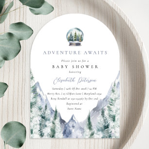 Winter Forest Adventure Boy Baby Dusche Einladung
