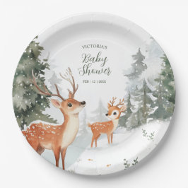 Winter Forest Animals Baby Dusche Party Pappteller