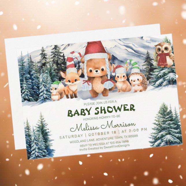Winter Forest Animals Woodland Baby Boy Dusche Einladung (Winter Forest Animals Woodland Baby Boy Shower Invitation)