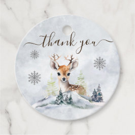 Winter Forest Baby Deer Baby Dusche Danke Geschenkanhänger