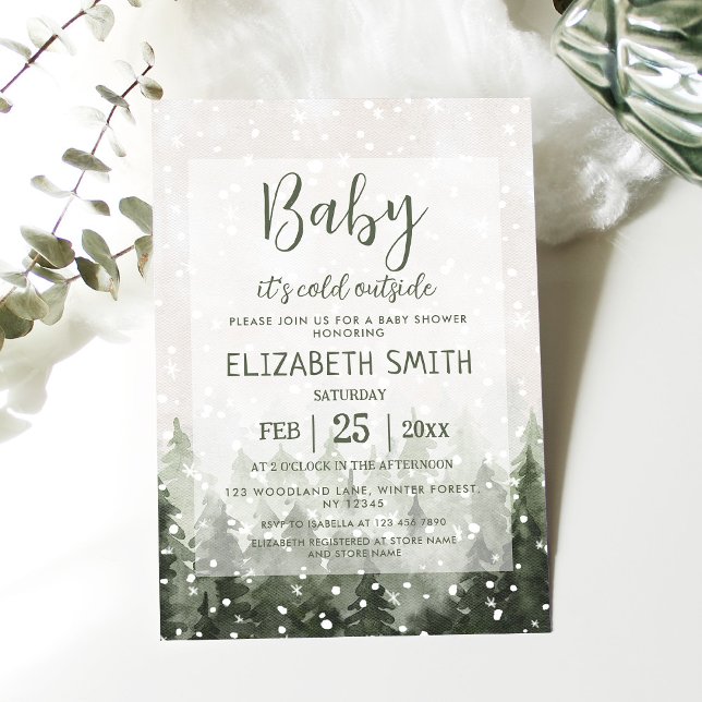 Winter Forest Baby Es ist kalte Outside Babydusche Einladung (Von Creator hochgeladen)
