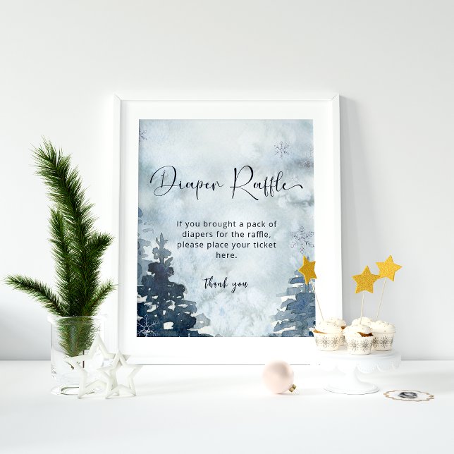 Winter forest baby it's cold outside diaper raffle poster (Von Creator hochgeladen)