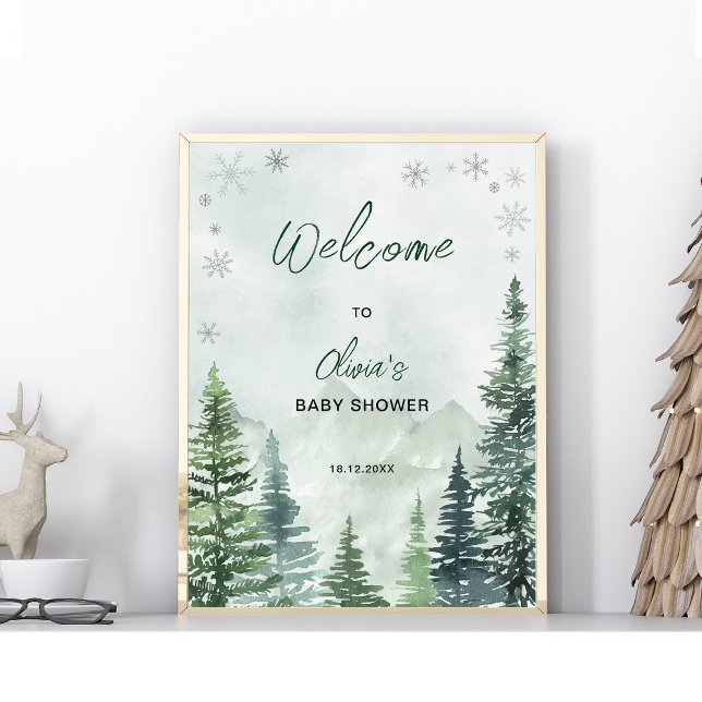 Winter Forest Baby Shower Welcome Poster (Von Creator hochgeladen)