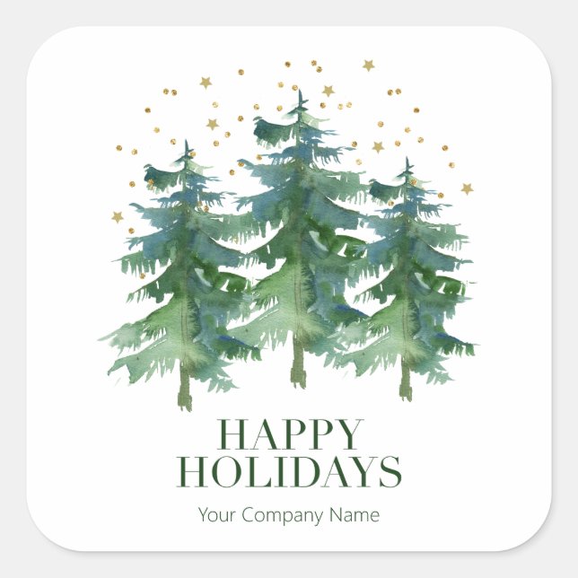Winter Forest Company Holiday Square Sticker (Vorderseite)