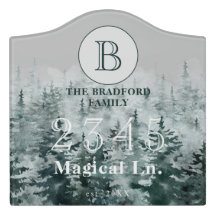 Winter Forest Custom House Number Address Family