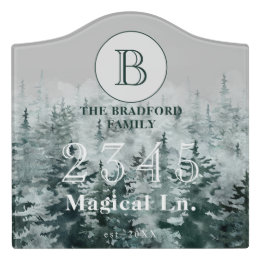 Winter Forest Custom House Number Address Family Türschild