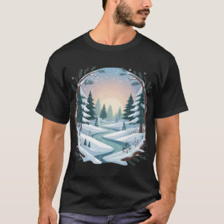Winter Forest Landscape T-Shirt Design 