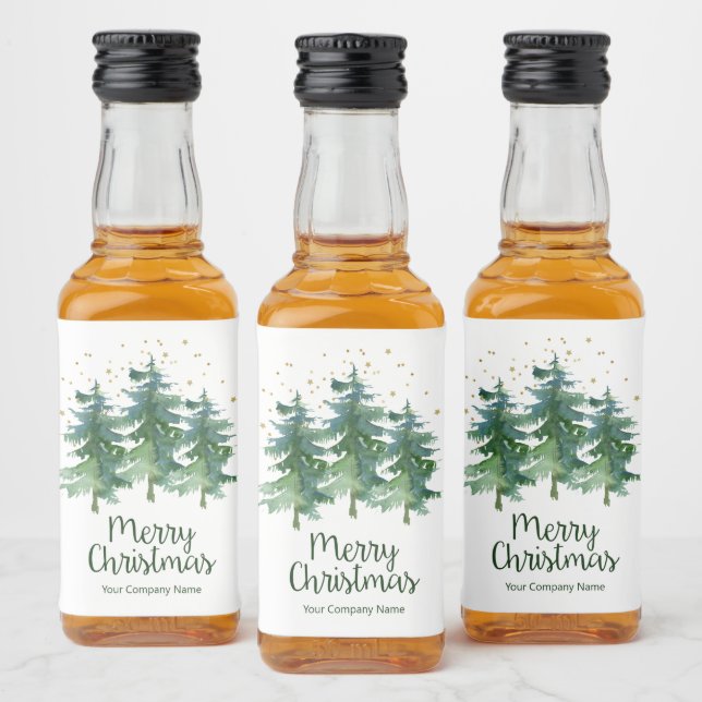 Winter Forest Merry Christmas Company Alkoholflaschenetikett (Flaschen)