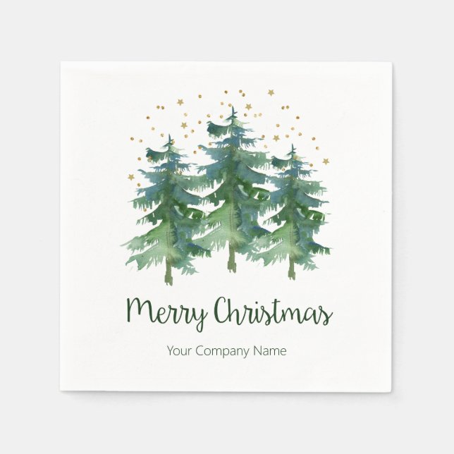 Winter Forest Merry Weihnachtsmann Papier Serviette (Vorderseite)