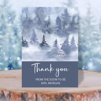 Winter Forest Navy Blue Brautparty vielen Dank Karte