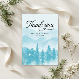 Winter Forest Pine Mountain Hochzeit modern Dankeskarte