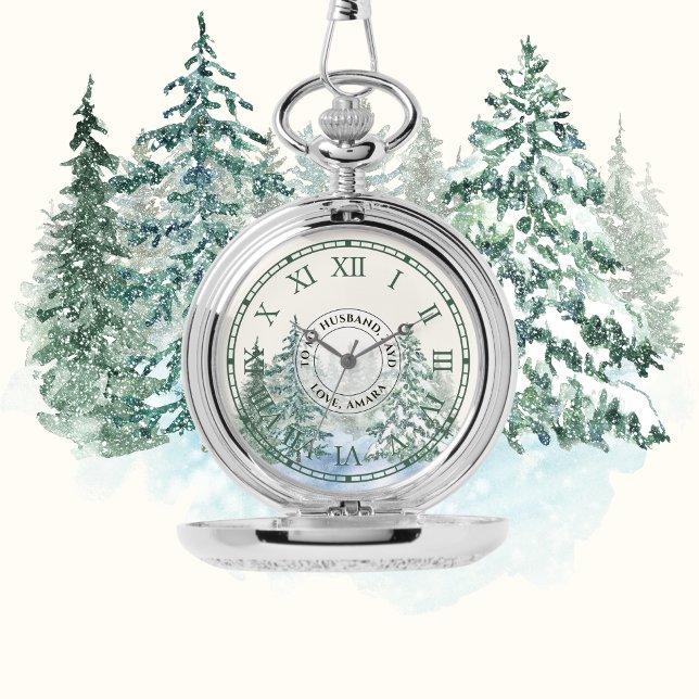 Winter Forest Pocket Watch - Custom Silver Keepake Armbanduhr (Von Creator hochgeladen)
