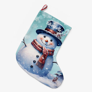 Winter Forest Snowman   Aquamarin Großer Weihnachtsstrumpf