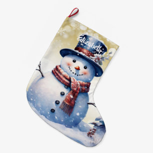 Winter Forest Snowman   Gold Großer Weihnachtsstrumpf