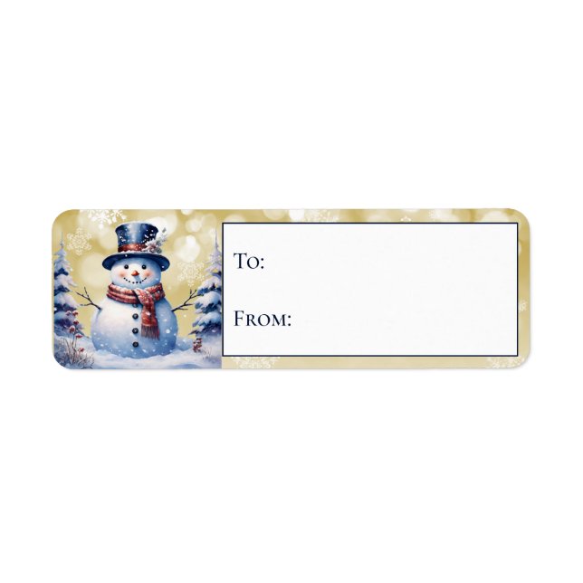 Winter Forest Snowman Weihnachts Gold Geschenk (Vorne)